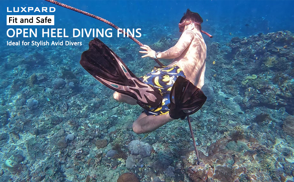 Fit and safe open heel diving fins ideal for stylish avid divers
