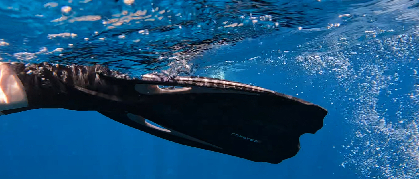 open heel diving fins background