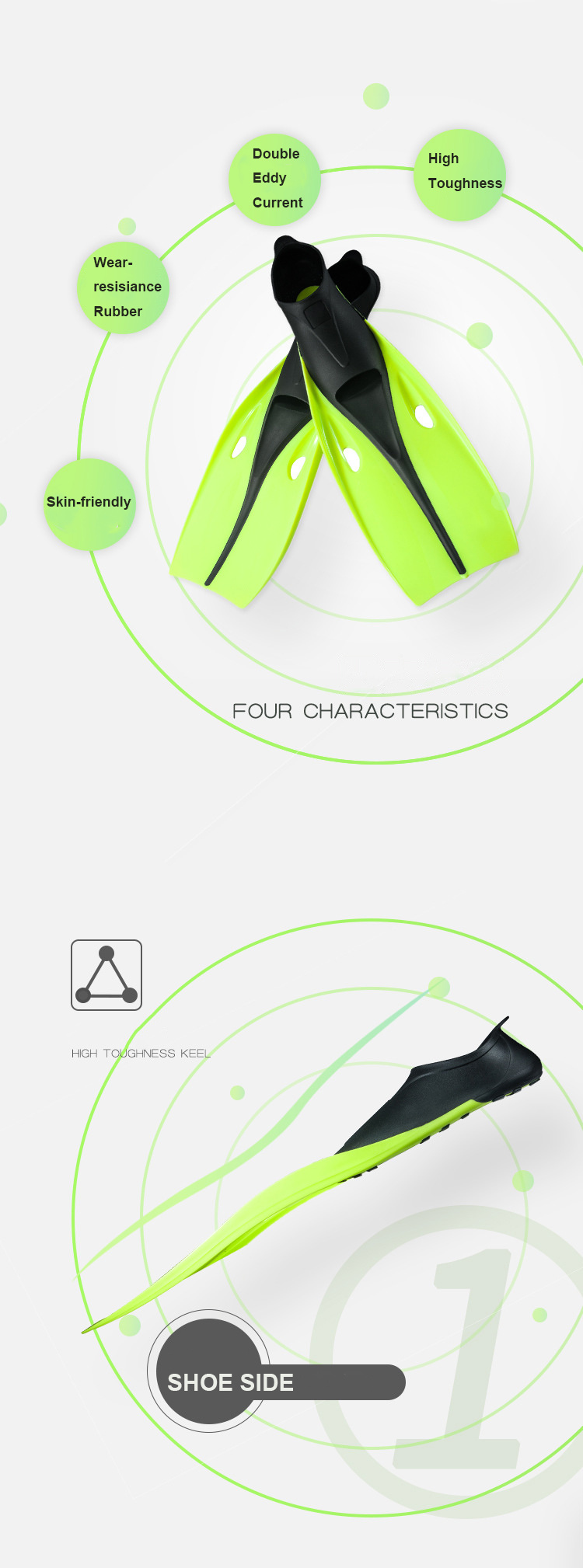 Wear-Resistance Rubber Custom Logo OEM Acceptable Diving Fins