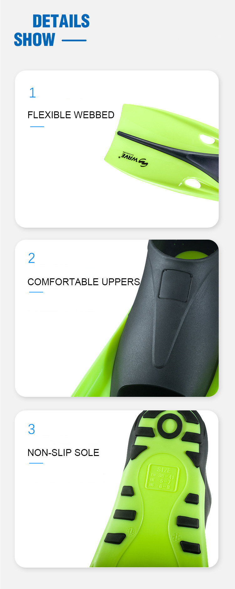 Wear-Resistance Rubber Custom Logo OEM Acceptable Diving Fins